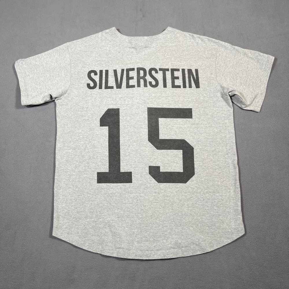 Silverstein‎ Band Shirt Mens M Gray Baseball Jersey Button Up Made in USA